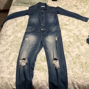 One piece jeans jumpsuit